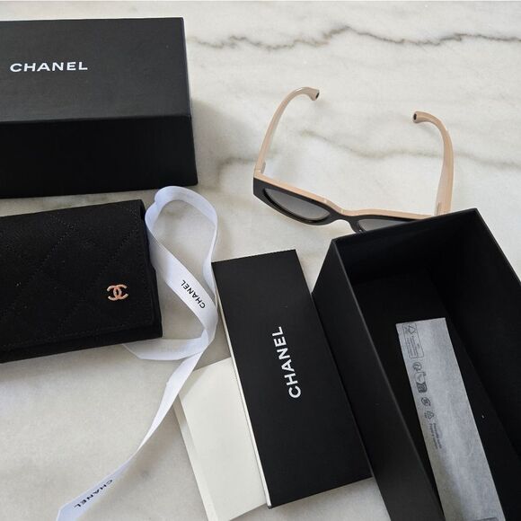 CHANEL CAT EYE SUNGLASSES Black & Beige C534/M3, A71614 X02281 S3443 main image 4